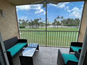 New patio furniture! sunrise, sunsets, golf, and the breeze! fan and light.