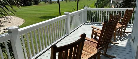 Ocean and golf course view from wraparound porch