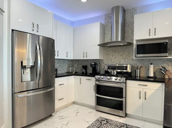 Recently remodeled kitchen with top line LG appliances.
