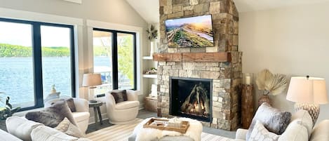 Family room with lake views