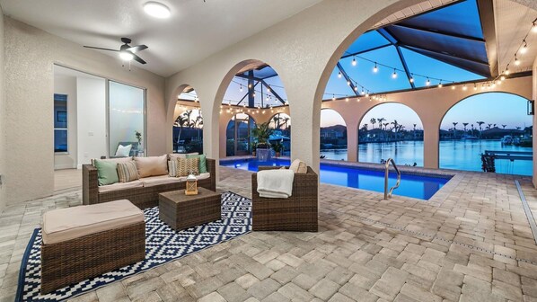 Twilight on the pool deck