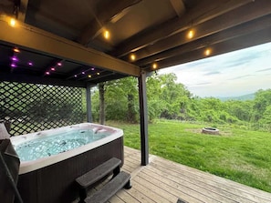 Enjoy the hot tub while overlooking the Shenandoah Valley.