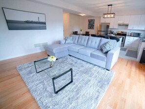 cozy sofa and minimalist vibe living room