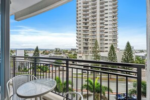 Balcony with the city view