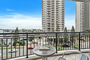 Balcony with the city view