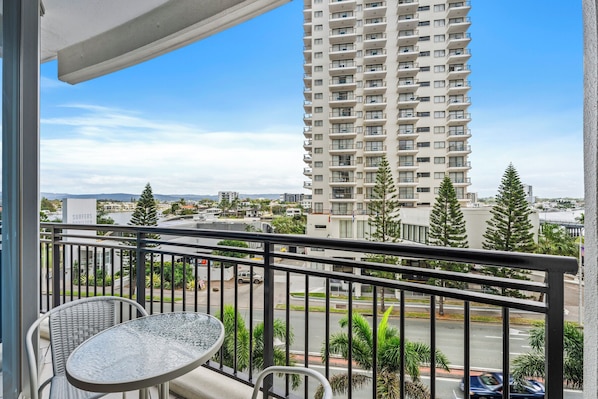 Balcony with the city view