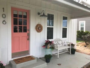 The front porch is a lovely place to sit and watch the sunset.