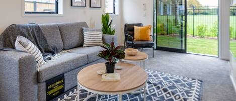 Open plan Living, Dining area leading out to courtyard