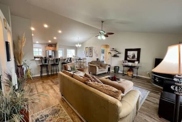 View from the entrance of the home.  Enjoy the open floor plan while visiting with friends and family.