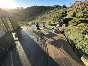 Yoga and working on the Deck, views of parklands looking west