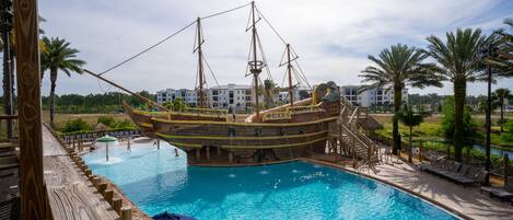 Pirate ship pool and slide. Between buildings 3 & 5.
