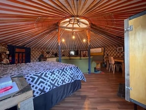 Entry to the yurt. It is a breathtaking environment when you open the front door