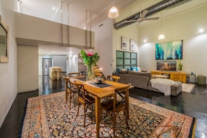 Spacious dining and living area