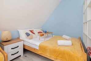 Comfortable double bed in the studio.