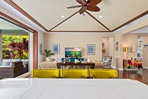 Living space opens up to the lanai