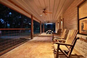 Front Porch with Rocking Chairs and Picnic Table