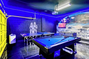 Star Wars Themed Games Room with Pool Table, Foosball and Table Tennis