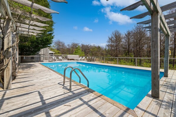 Perfect private pool for hanging out in with a 5' deep end.  Great for the kids.