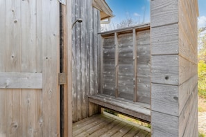 Take a private outdoor shower on your way back from the beach. Big enough for 2
