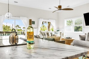 Free bottle of wine provided to every guest. 