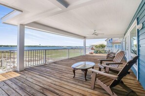 Huge balcony overlooking water