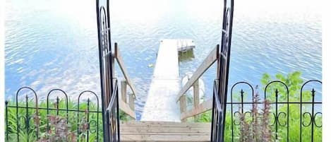 private dock on the lake; lake and garden views