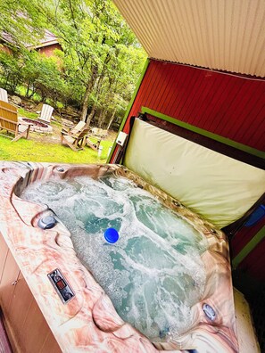 6person hot tub is ready for soaking your stress away year round!