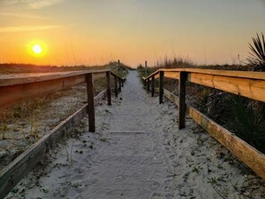 Steps to the beach. This is the closest beach access to our place!