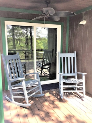 Picture yourself relaxing in these rocking chairs