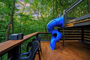 Twisty slide with additional seating!