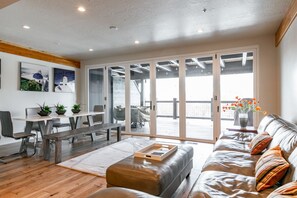 living space leads onto large covered deck