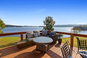 Porch with amazing panoramic view of the lake