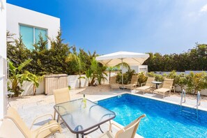 Private pool and terrace with sea views