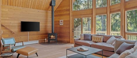 Our favorite spot, the A-frame family room