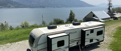 The extra large site with 50 amp service has room for any size RV