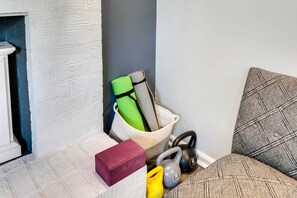 Living Room | Yoga Mats/Block | Kettle Bells