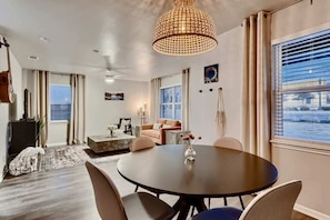 Beautifully decorated dining space with warm lighting and thoughtful details.