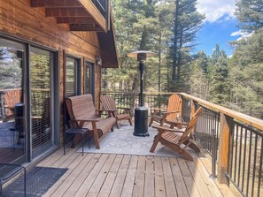 Relax on the upper back deck with the extra warmth of our propane heater