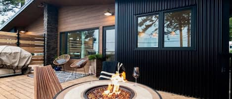 Front Deck | Ocean & Mountain Vistas | Firetable & BBQ | Perfect Spot for Sunset Grilling