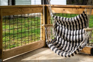 Lots of comfortable seating for reading a book, taking a nap, or just listening to the river.