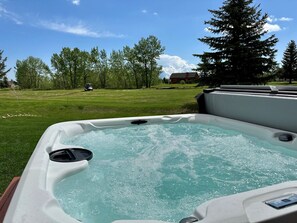 New hot tub in the backyard