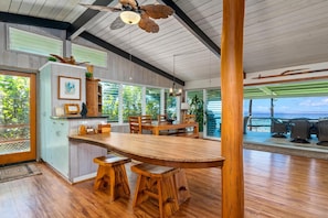 Kitchen bar area with views of the ocean