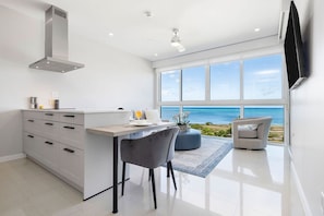 Living room and kitchen counter