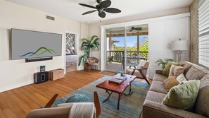 Pili Mai Resort at Poipu #13K - Living Room & Lanai - Parrish Kauai