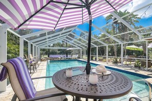 Pool with sports court and orchid garden