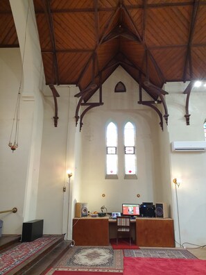 Up to 3 beds in the church.  Note it is cool in here in winter!