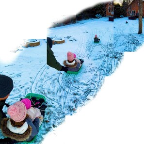The kids love sledding down the hill