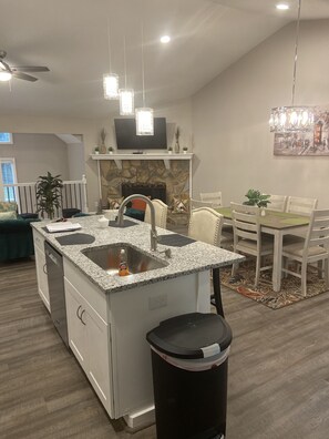 Kitchen, dining and family room. LED lights.