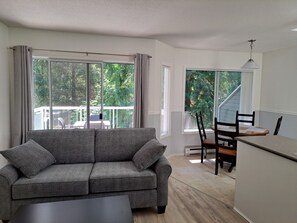 living room and dining area