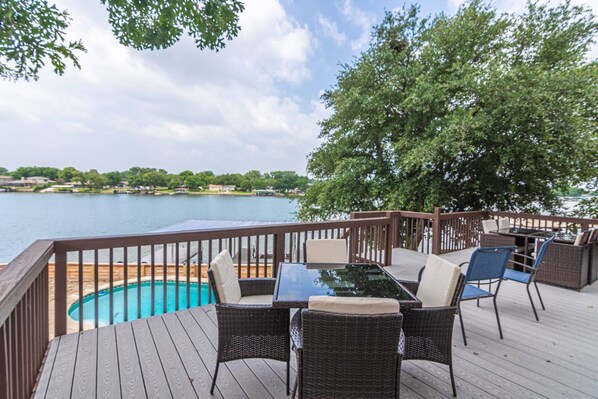 Outside Deck and Sitting Area with Lake Views